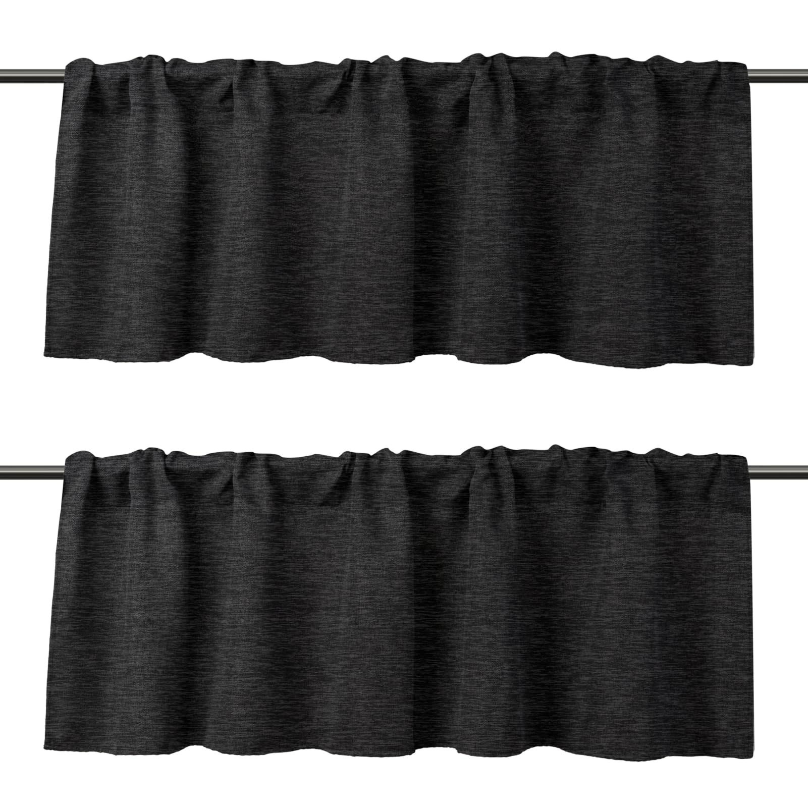 2 Pack Blackout Window Valance Burlap Tan Rod Pocket Farmhouse Style Window Treatment Decor Curtains for Kitchen Bathroom Living