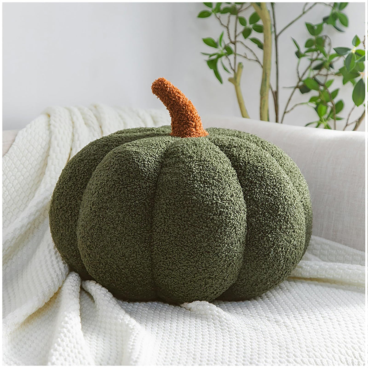 Eoieov Hallween Pumpkin Pillow Drak Green,11.02 Inch Soft Stuffed Halloween Decorations Pumpkin Pillow Plush For Halloween Thank
