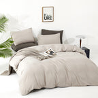 Clothknow Beige Coffee Full Comforter Set 3Pcs Khaki Bedding Comforter Sets Oatmeal Comforter Full Size Soft Cream Coffee Full S