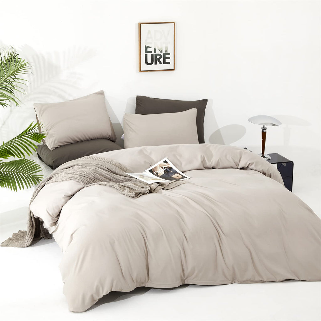 Clothknow Khaki Beige Comforter Set Twin 3Pcs Oatmeal Bedding Comforter Sets Beige Coffee Comforter Soft Light Khaki Comforter S