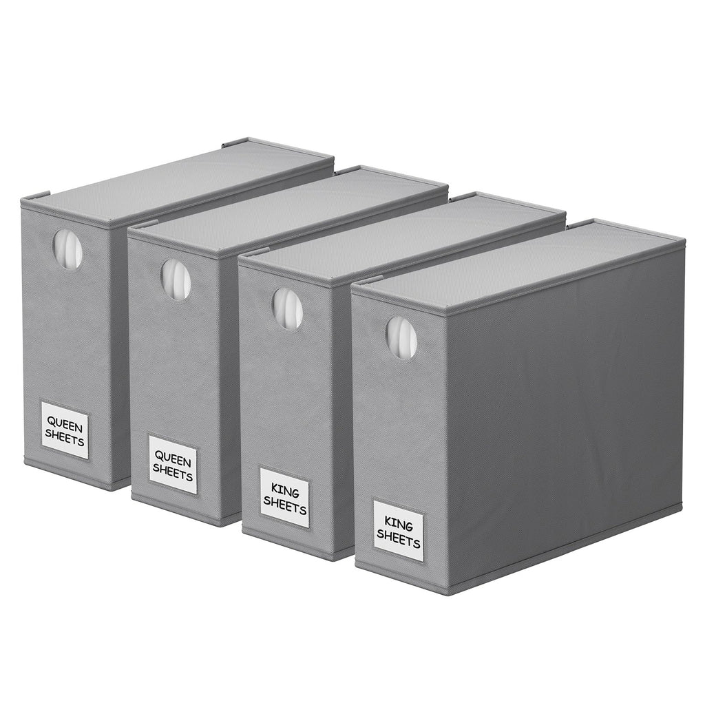 SpaceAid 4 Pack Bed Sheet Organizers and Storage, Foldable Sheet Organizer for Linen Closet, Sheets Set Folder Keeper with Windo