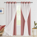 Hiasan Blackout Curtains with Sheer Overlay,Thermal Insulated Mix & Match Double Layer Room Darkening Curtains for Bedroom,Livin