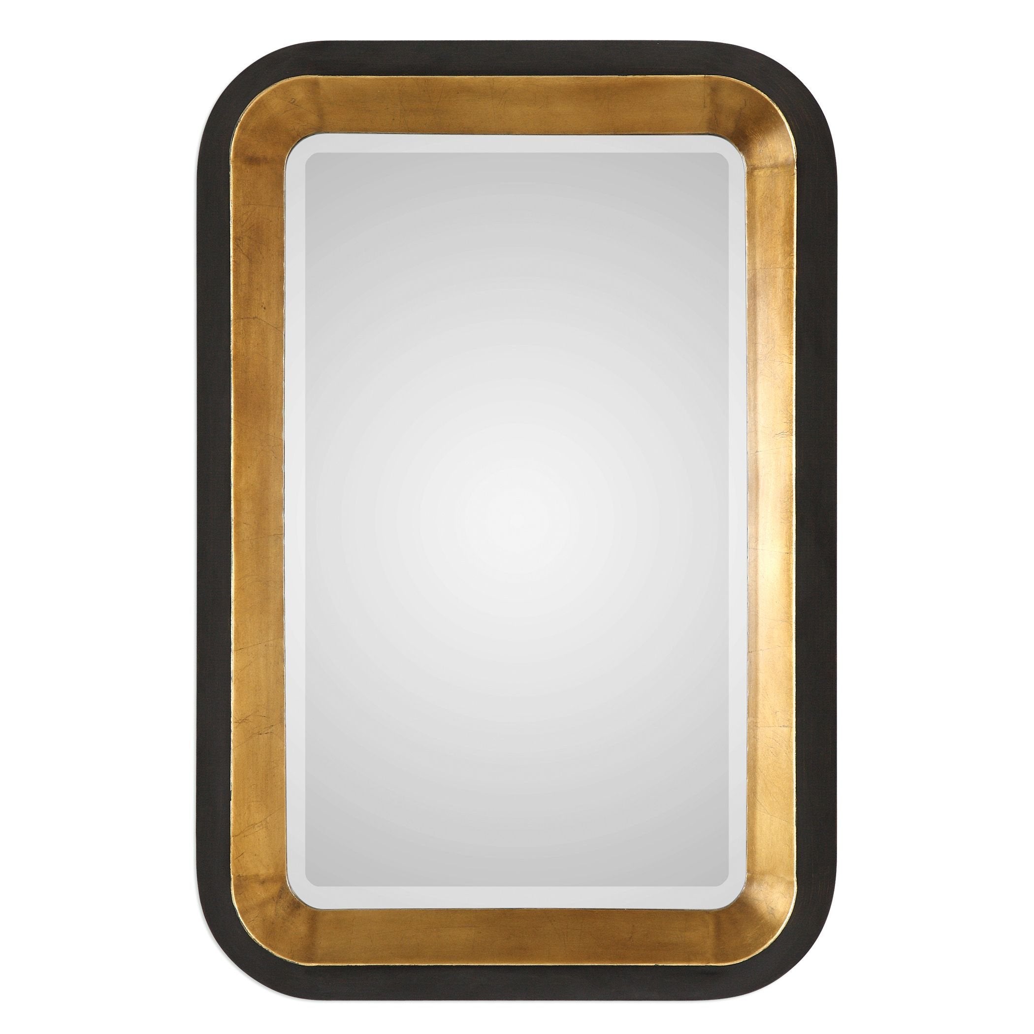 MY SWANKY HOME Mid Century Modern Gold Black Vanity Mirror  Glam 42 Sculpted Rectangle