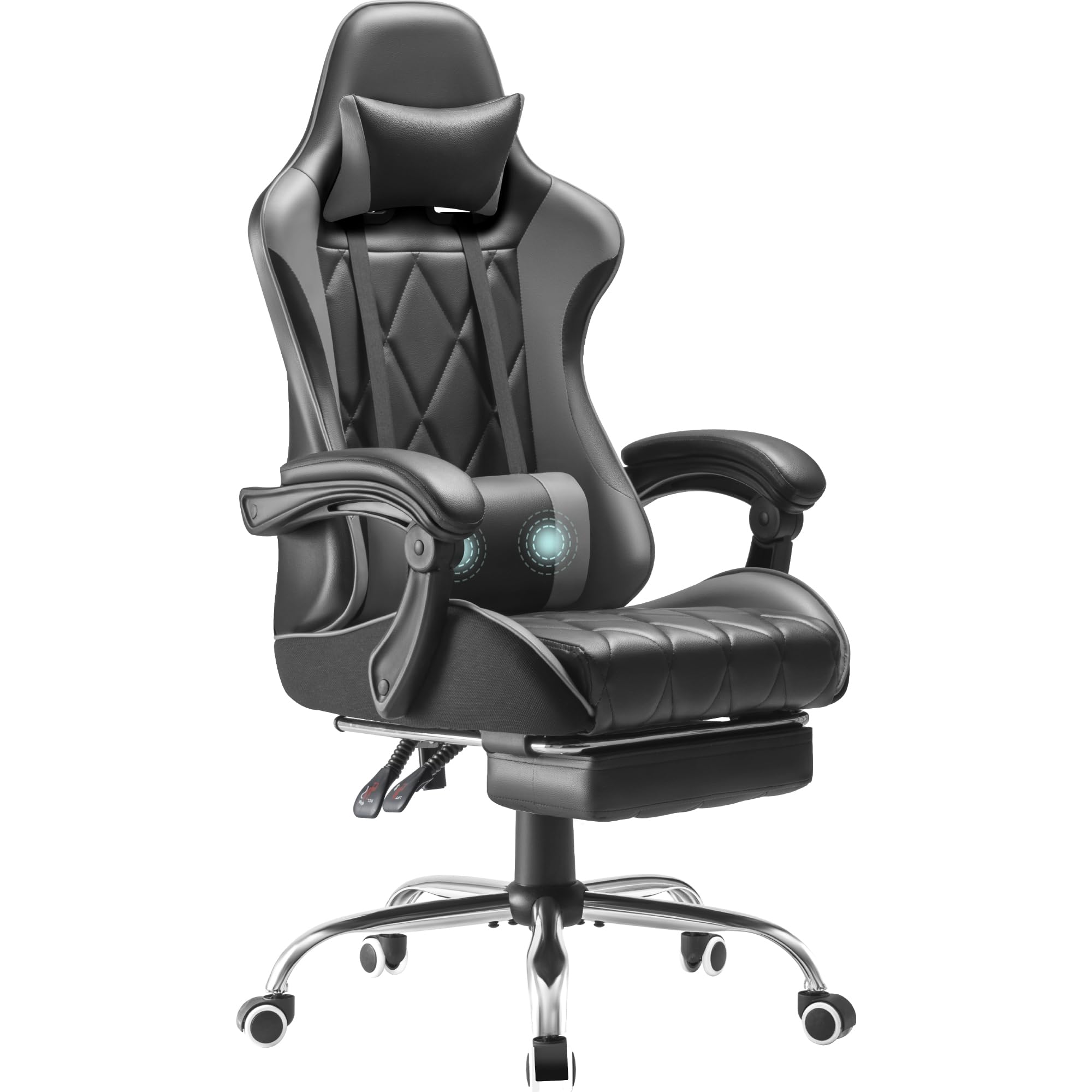 Homall Gaming Chair, Computer Chair With Footrest And Massage Lumbar Support, Ergonomic High Back Video Game Chair With Swivel Seat And Headrest (Grey)