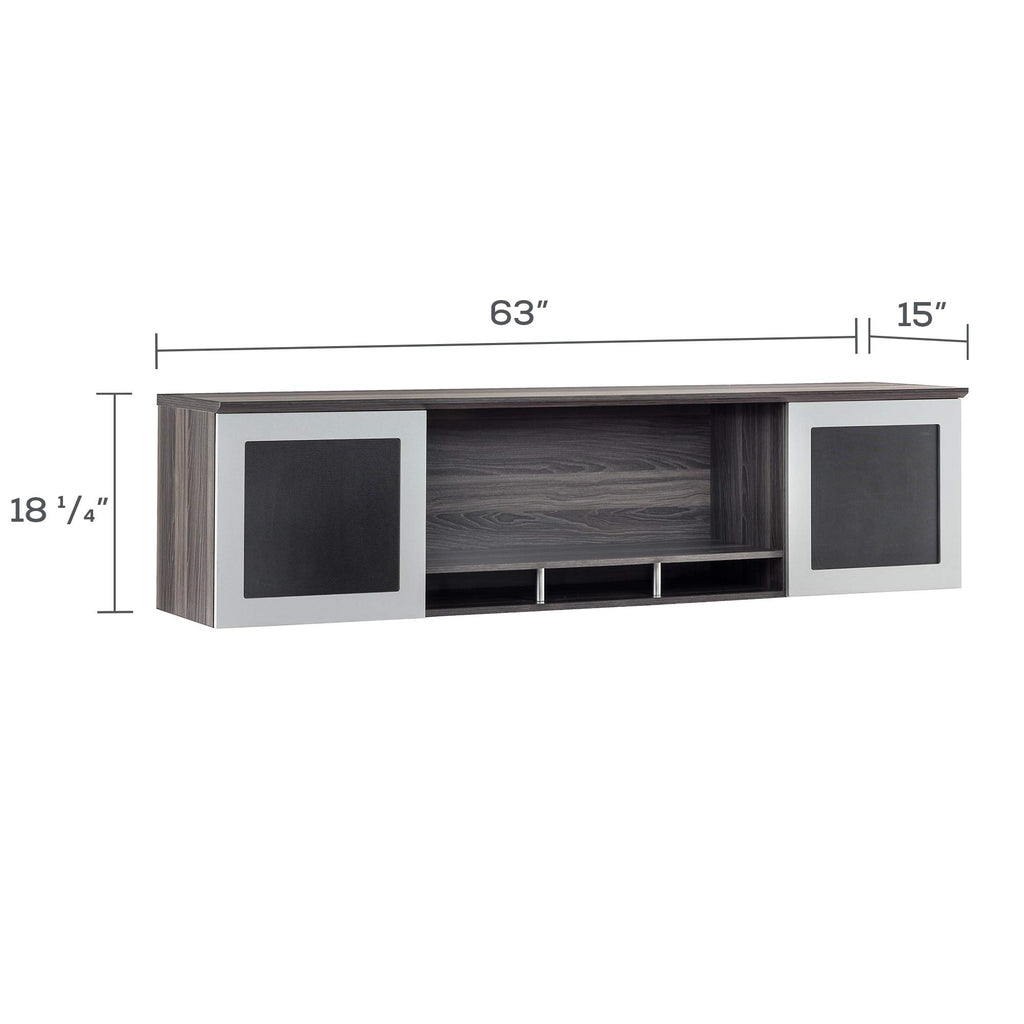 Mayline Mnh63Lgs Medina Hutch Cabinet With Glass Doors, 63"W, Gray Steel Laminate
