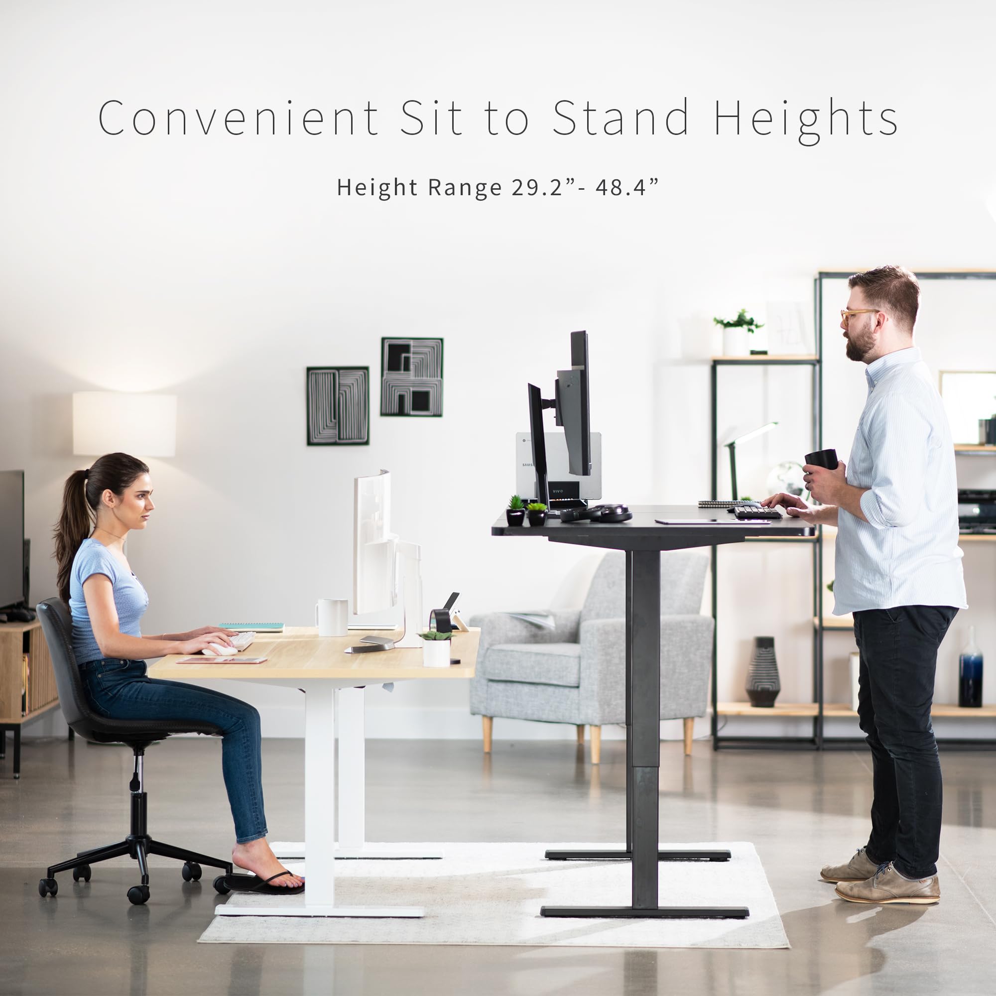 Vivo Electric 71 X 36 Inch Rustic Standing Desk Workstation, Memory Controller Height Adjustment, 1B Series, Vintage Brown Top Gray Frame, Desk-Kit-1G7N-36