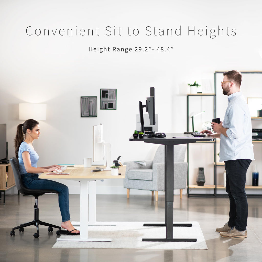 Vivo Electric 71 X 36 Inch Standing Desk Workstation, Memory Controller Height Adjustment, 1B Series, Dark Gray Top Gray Frame, Desk-Kit-1G7G-36
