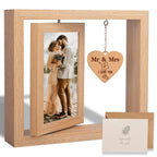 Mr and Mrs Wedding Picture Frame, Rotating Floating WeddingCool Wedding Bride to Be Bridal Shower Gifts for Couples Unique 2023-