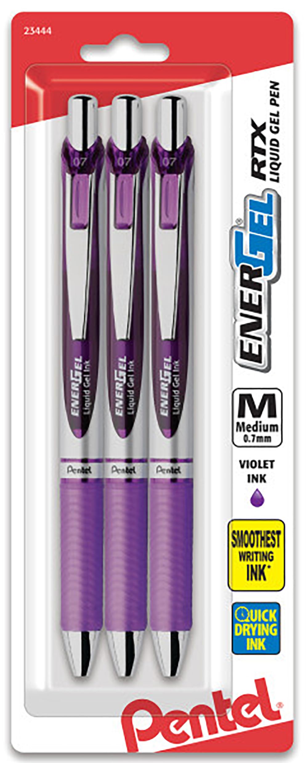 Pentel Energel Xm Bl77 - Retractable Liquid Gel Ink Pen - 0.7Mm - 54% Recycled - Purple - Pack Of 3