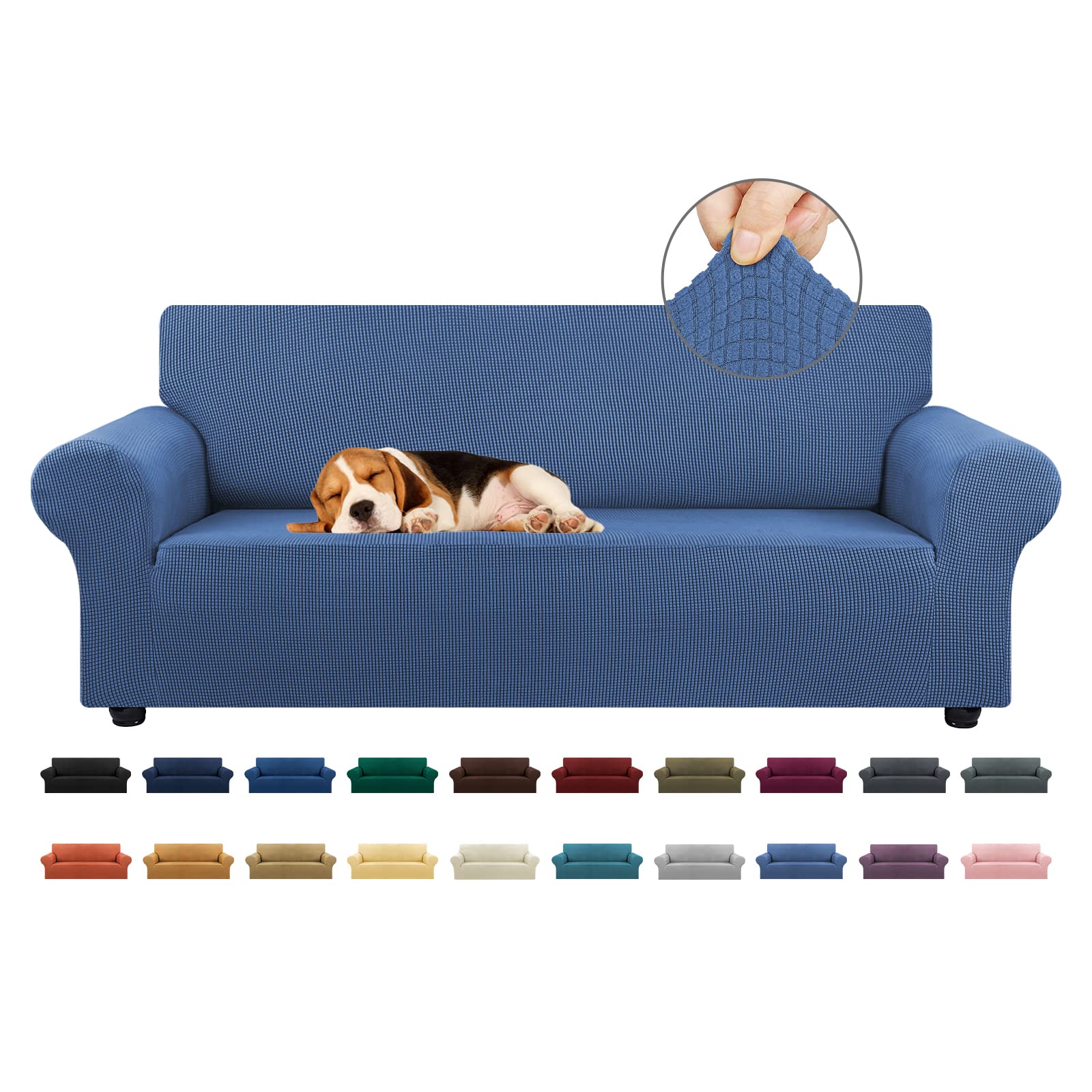 Kekuou Stretch Sofa Cover Slipcover ,Couch Covers For 3 Cushion Couch Sofa Pet Friendly (79'-94') Furniture Protector Sofa Wit