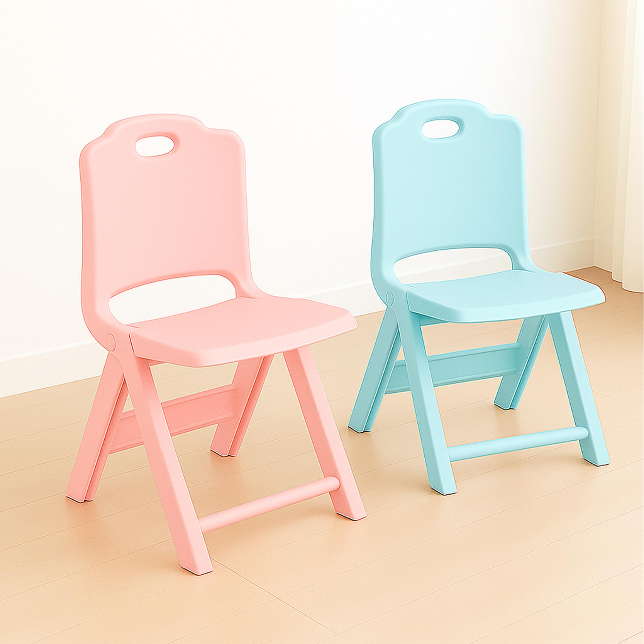 Happy Bear Foldable Kids| Foldable Study | SpaceSaving, Portable, And Supports Up To 30Kg |Folding Stool | Kids Study (Blue/Pin