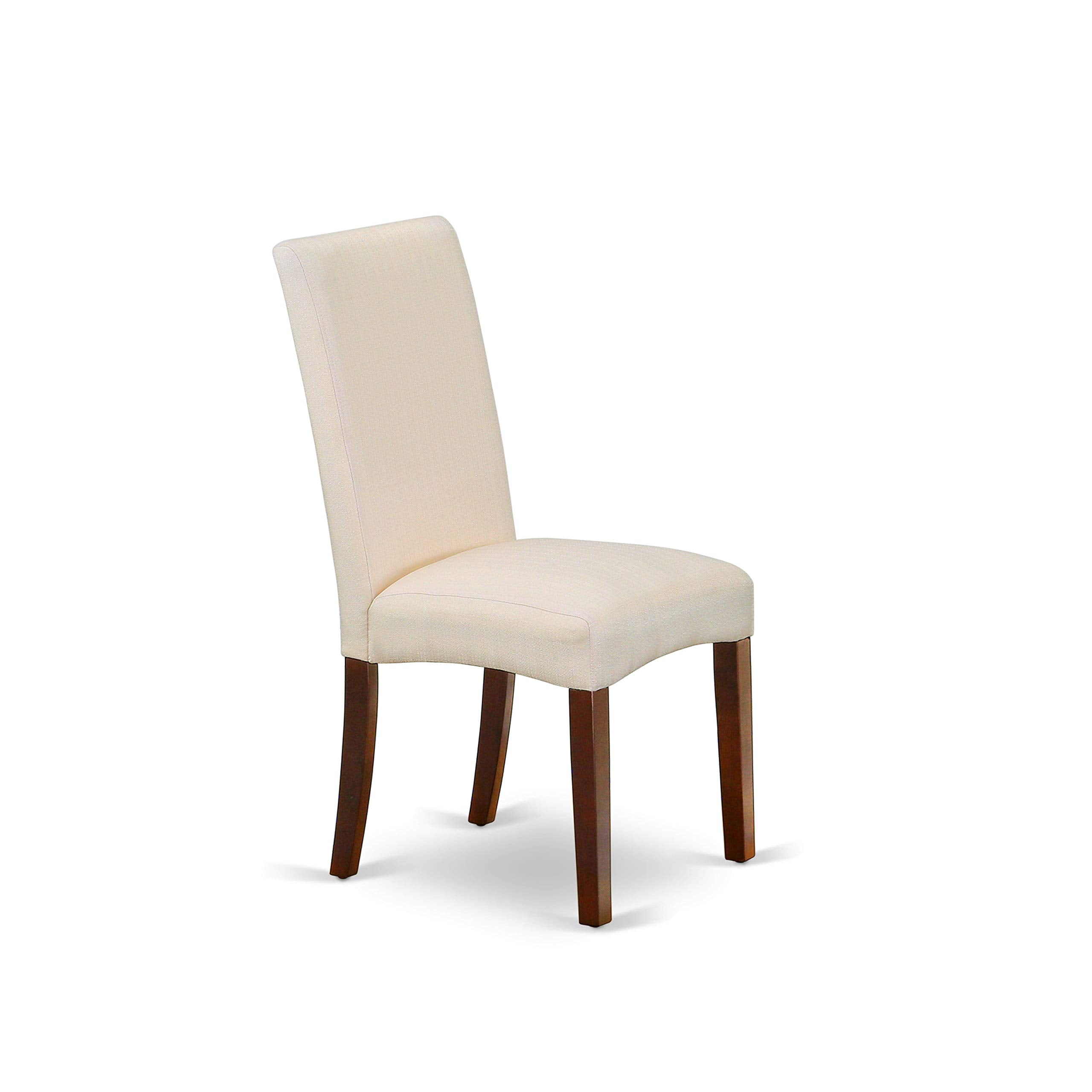 East West Furniture Hldr5-Mah-01 5 Piece Dining Set Includes A Round Dining Room Table With Pedestal And 4 Cream Linen Fabric Upholstered Parson Chairs, 42X42 Inch, Mahogany