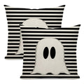 Yxuiyal Halloween Pillow Covers 18X18 Set Of 2 Black Stripe Cute Ghost Throw Pillow Covers Halloween Pillows Decorative Pillow C