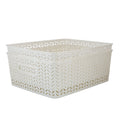 Simplify 25174-WHT-2PK Herringbone Storage Basket, Medium, White, 2 Count