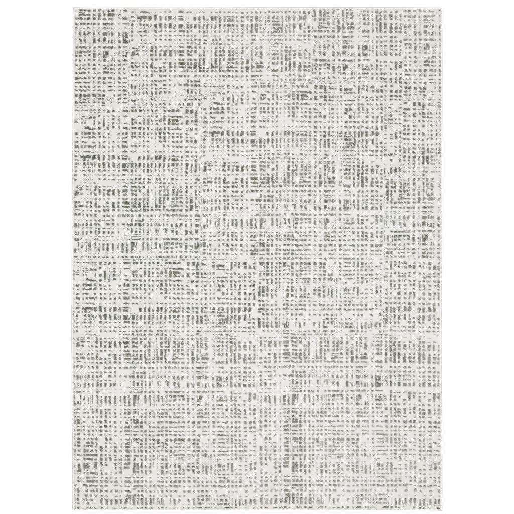 HomeRoots 507922 5 x 8 ft. Abstract Machine Made Power Loom Stain Resistant Rectangle Area Rug White & Grey