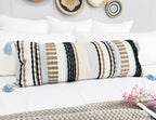 Nuyecy Chenille And Cotton Long Pillow For Bed,Striped Textured Boho Long Lumbar Throw Pillow Cover 14X36,Neutral Accent Decorat