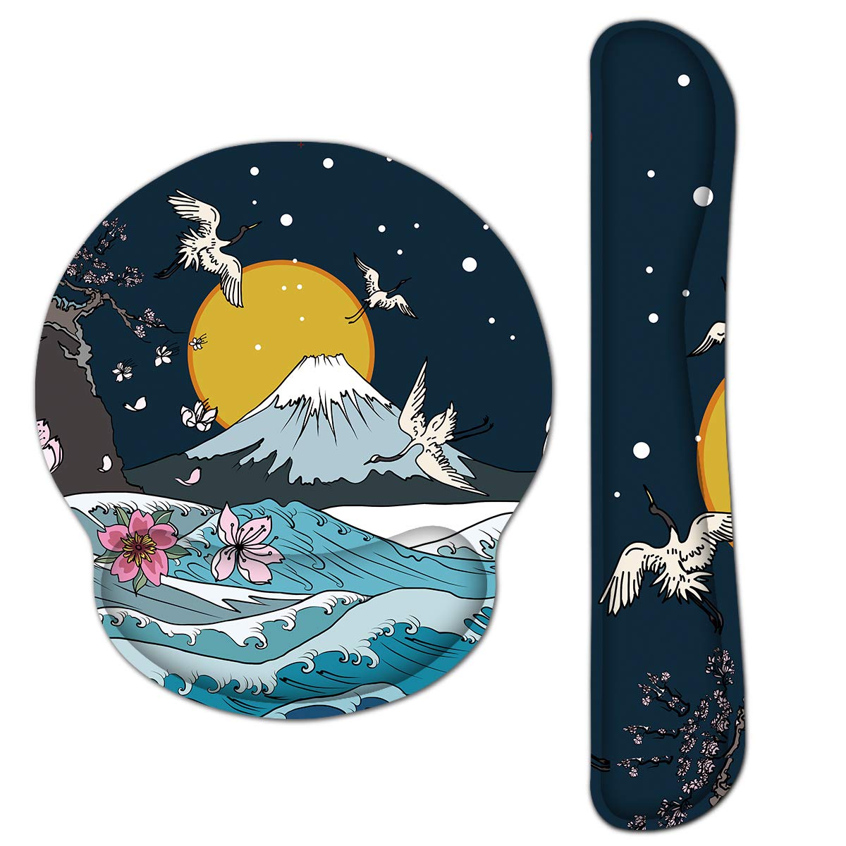 Aortdes Memory Foam Ergonomic Keyboard Mouse Pad Support Set - Non Slip Mousepad Wrist Rest For Computer/Gaming/Office - Comfort