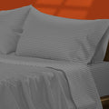 Texas Linen Co. Luxury Egyptian Cotton Twin Stripe Sheet Set - 600 Thread Count Extra Long Staple 3 Pc Set, Twin Dark Grey Damas