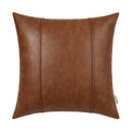 BRAWARM Brown Leather Throw Pillow Covers 22 X 22 Inches - Faux Leather Pillow Cover with Piping, Hand Stitched Leather Throw Pi