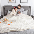 Woomer Electric Heated Blanket, 90'X 100' King Size Heating Blanket, Rose Flower Patterns Faux Fur & Soft Sherpa, 4 Heating Le