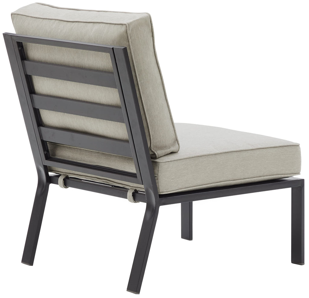 Crosley Furniture Clark Armless Outdoor Sectional Chair, Patio Chairs For Porch, Deck, Backyard, Balcony, Matte Black With Taupe Cushions