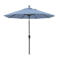 California Umbrella 9' Round Aluminum Market Umbrella, Crank Lift, Auto Tilt, Bronze Pole, Sunbrella Air Blue