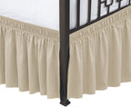 Biscaynebay Wrap Around Bed Skirts With Split Corners For Queen Beds 14' Drop, Light Camel Elastic Dust Ruffles Easy Fit Wrinkle & Fade Resistant Silky Luxurious Fabric Solid Machine Washable