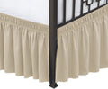 Biscaynebay Wrap Around Bed Skirts With Split Corners For Queen Beds 18' Drop, Light Camel Elastic Dust Ruffles Easy Fit Wrinkle & Fade Resistant Silky Luxurious Fabric Solid Machine Washable