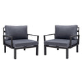 Hamilton Aluminum Patio Armchairs With Cushions Set of 2 in Charcoal Blue