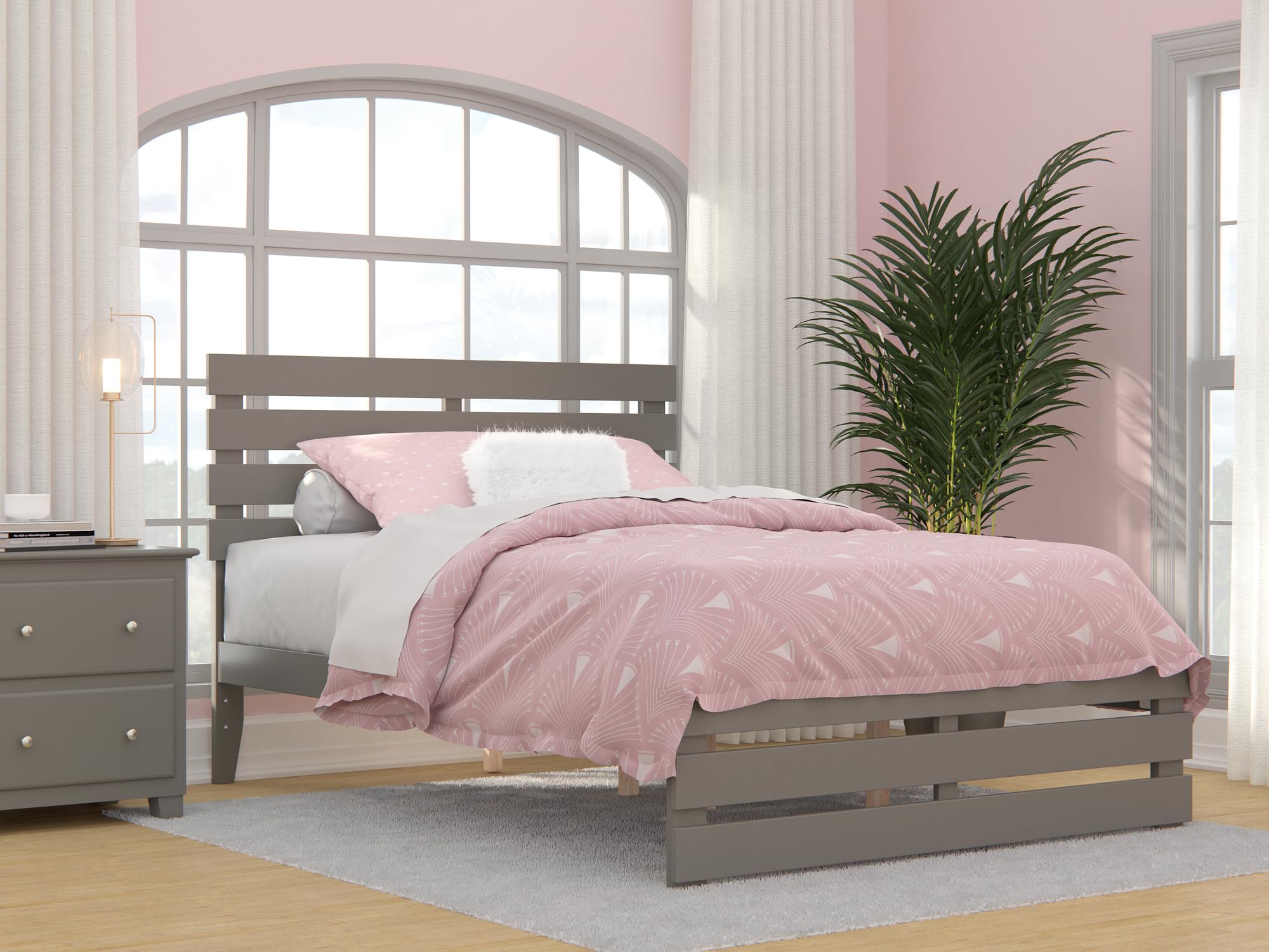 AFI, Oxford Full Platform Bed with Matching Footboard, Grey