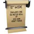 Wall Mounted Kraft Paper Dispenser & Cutter: Includes 50 Meter Long Kraft Paper Roll - Perfect For To-Do Lists, Daily Specials,
