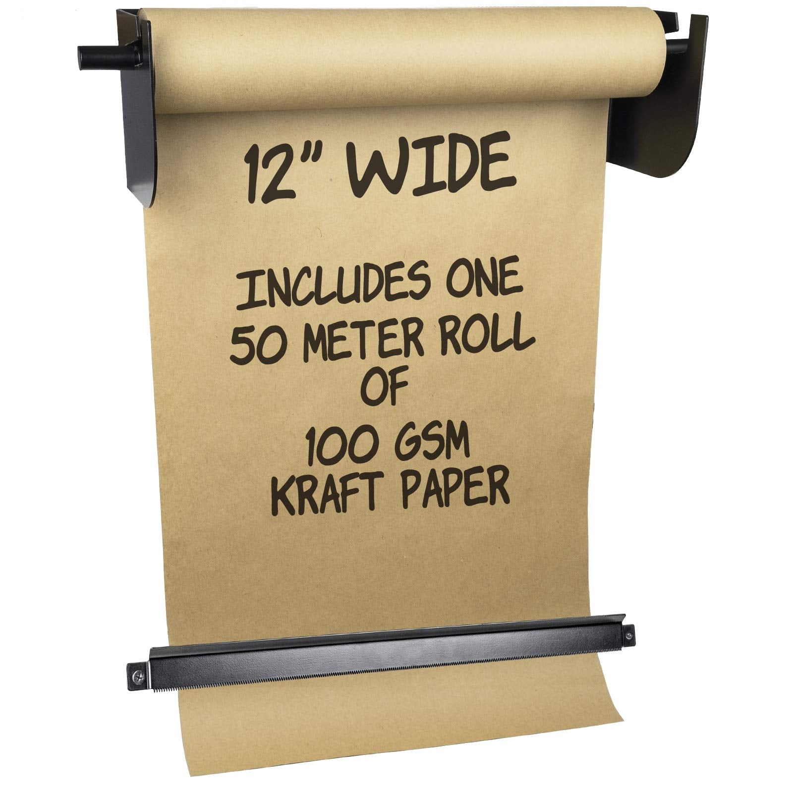 Wall Mounted Kraft Paper Dispenser & Cutter: Includes 50 Meter Long Kraft Paper Roll - Perfect For To-Do Lists, Daily Specials,