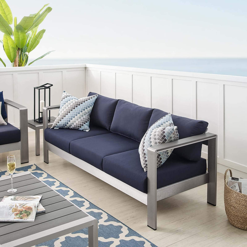 Modway Eei-4228-Slv-Nav Shore Eei-4228-Slv-Navshore Sunbrella Patio Sofa In Silver Navy