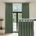 Capaloca Sage Green Linen Pinch Pleated Curtains Blackout 100% Black Out Curtains 86 Inches Long 2 Panels Pinch Pleat Curtains W