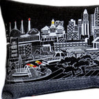 HomeRoots Grey 35' Black Kansas City Nighttime Skyline Lumbar Decorative Pillow