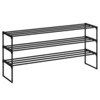 Songmics Shoe Rack, 3-Tier Shoe Organizer, Metal Storage Shelf, Upright Or Upside Down, For 20-24 Pairs, Stackable, For Entryway, 11.8 X 46.1 X 21.7 Inches, Black Ulsa033B01