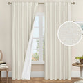 LAMIT 100% Blackout Curtains for Bedroom, 90 Inch Linen Textured Thermal Insulated Living Room Curtains Back Tab and Rod Pocket 