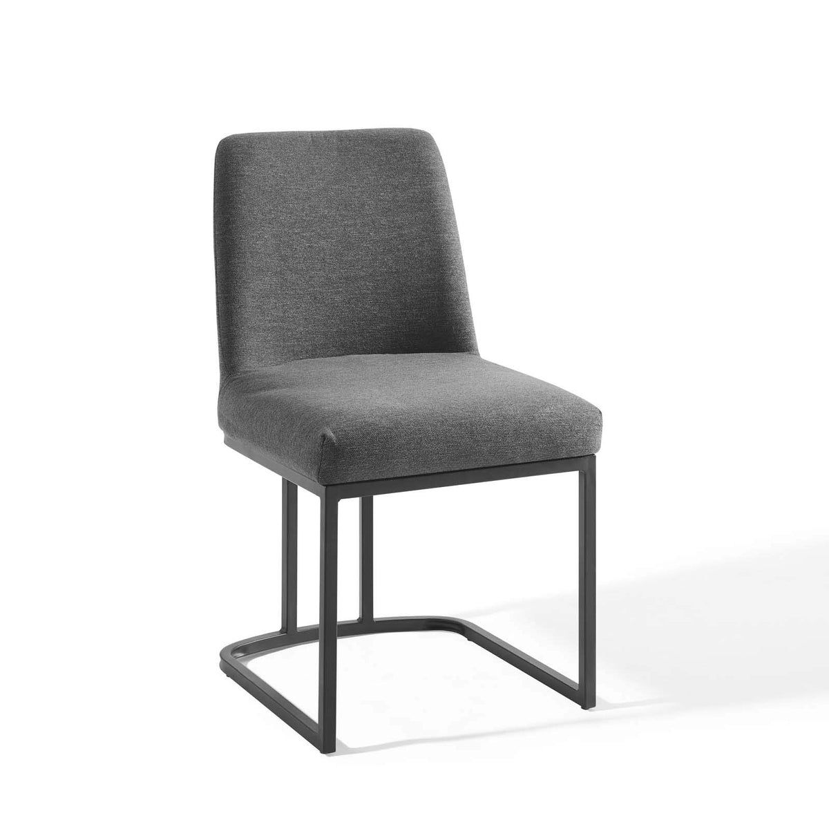 Modway Amplify Sled Base Upholstered Fabric Dining Side Chair, Black Charcoal