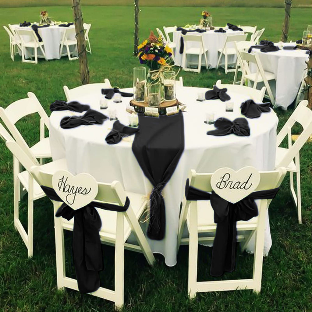Fani 60 Pcs Black Satin Chair Sashes Bows Universal Chair Cover For Wedding Reception Restaurant Event Decoration Banquet,Party,Hotel Event Decorations (7 X 108 Inch)