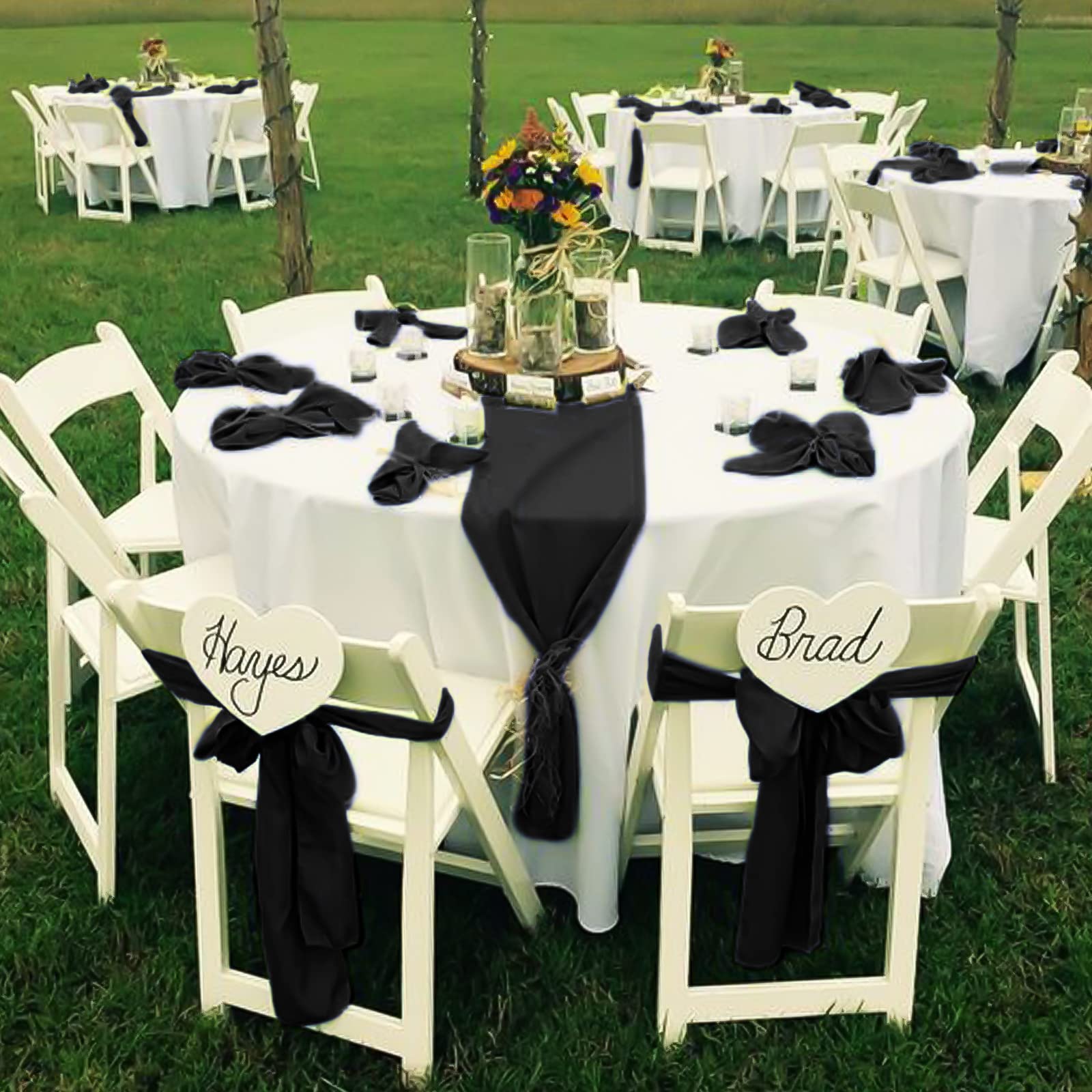 Fani 60 Pcs Black Satin Chair Sashes Bows Universal Chair Cover For Wedding Reception Restaurant Event Decoration Banquet,Party,Hotel Event Decorations (7 X 108 Inch)