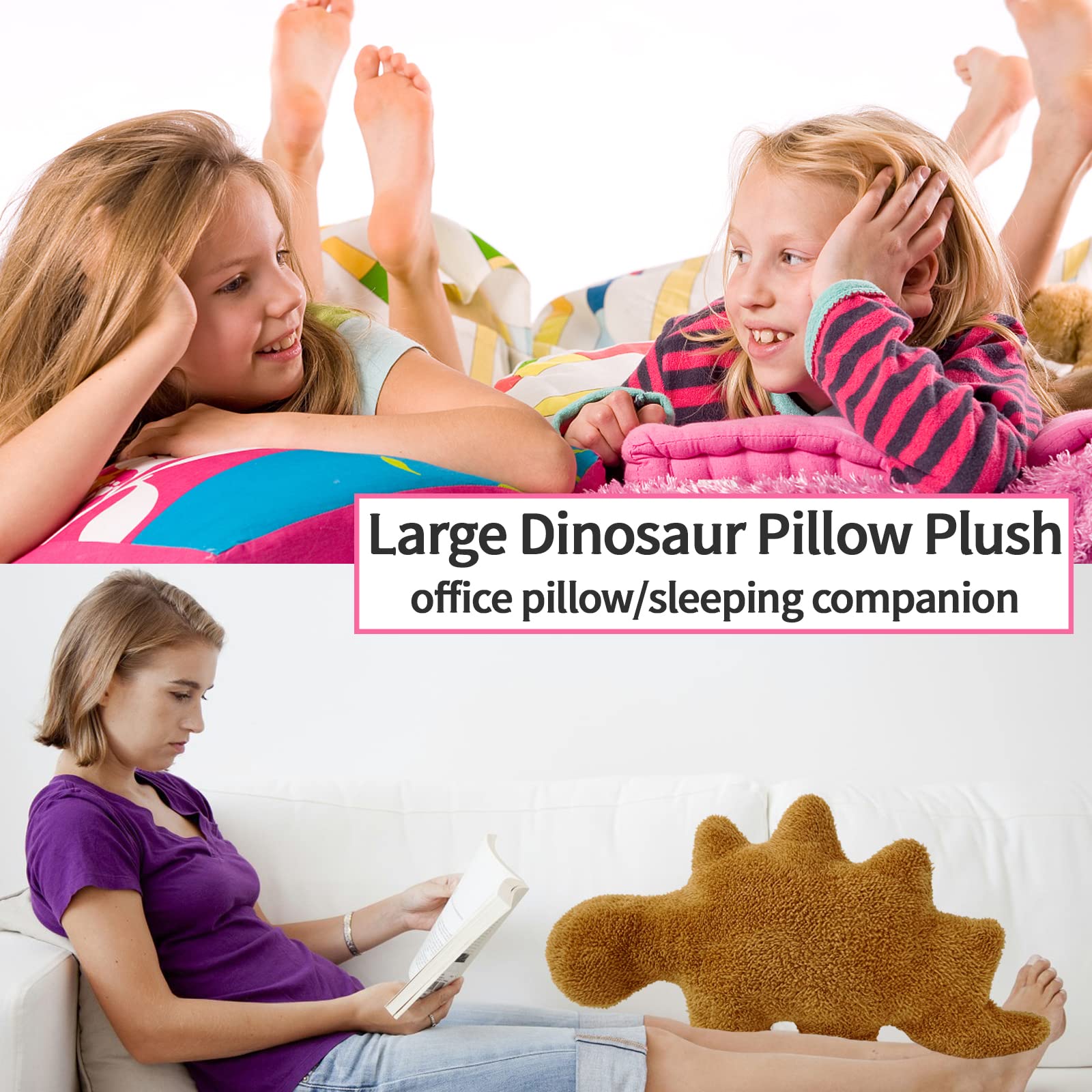 Isaacalyx 24 Inch Large Dino Nugget Pillow, Large Stegosaurus Soft Dinosaur Nuggets Pillow For Fun Pillows Funny Gift Birthday G