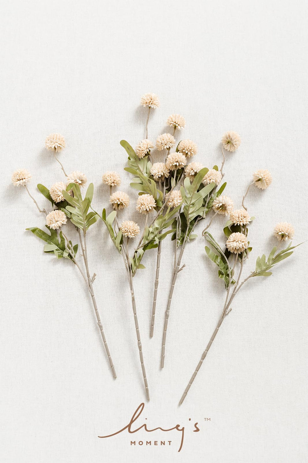 Ling'S Moment Pompon Mum Artificial Flower, 5Pcs Faux Silk Mini Chrysanth With Stems, Bulk Fake Wedding Filler Flowers For Diy B