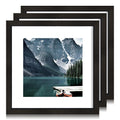 Hongkee 11x11 Black Picture Frame set of 3, Made of Wooden Square Photo frame - Displays 8x8 Picture With Mat or 11 x 11 Without