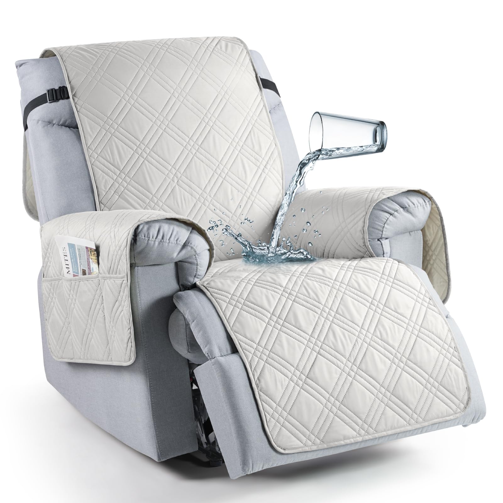 Taococo 100% Waterproof Recliner Chair Cover, Non Slip Oversized Recliner Covers For Recliner Chair With Pocket, Reclining Chair