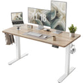 TIQLAB Height Adjustable Electric Standing Desk, 55 x 24 inch, Sit Stand Up Desk, Splice Board, Computer Home Office Desk, White