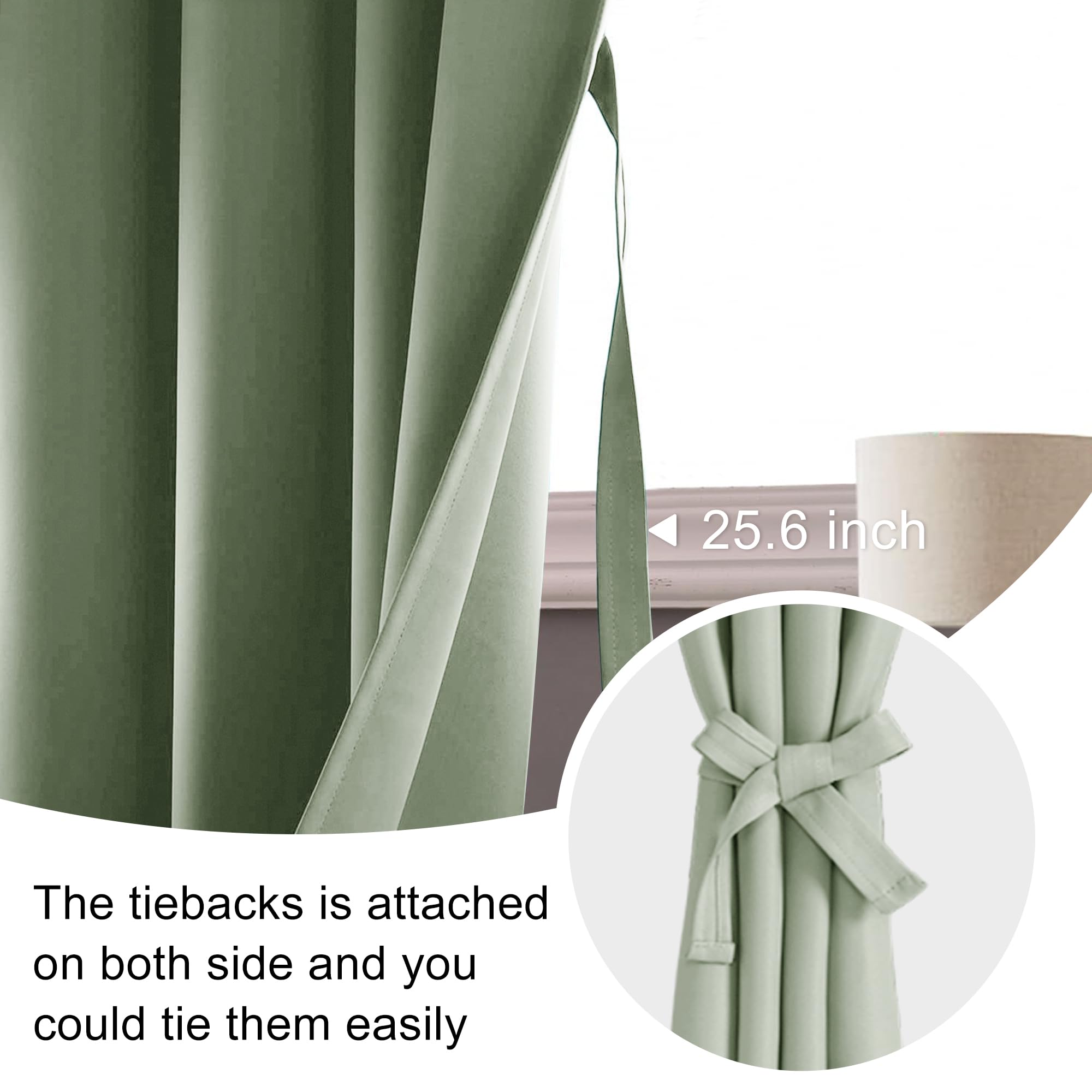 Jiuzhen Blackout Doorway Curtains 80 Inch Length - 2 Panels Thermal Insulated Privacy Soundproof Rod Pocket Closet Door Curtains Room Divider For Bedroom,Office, 42 X 80 Inches, Light Green
