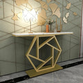 The Attic Girda Console Table For Living Room, Marble + Iron, White + Gold Matt Finish
