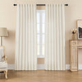 Joydeco Linen Curtains For Living Room,Light Filtering Rod Pocket Back Tab Semi Sheer Drapes Window Long Curtains 90 Inches Long