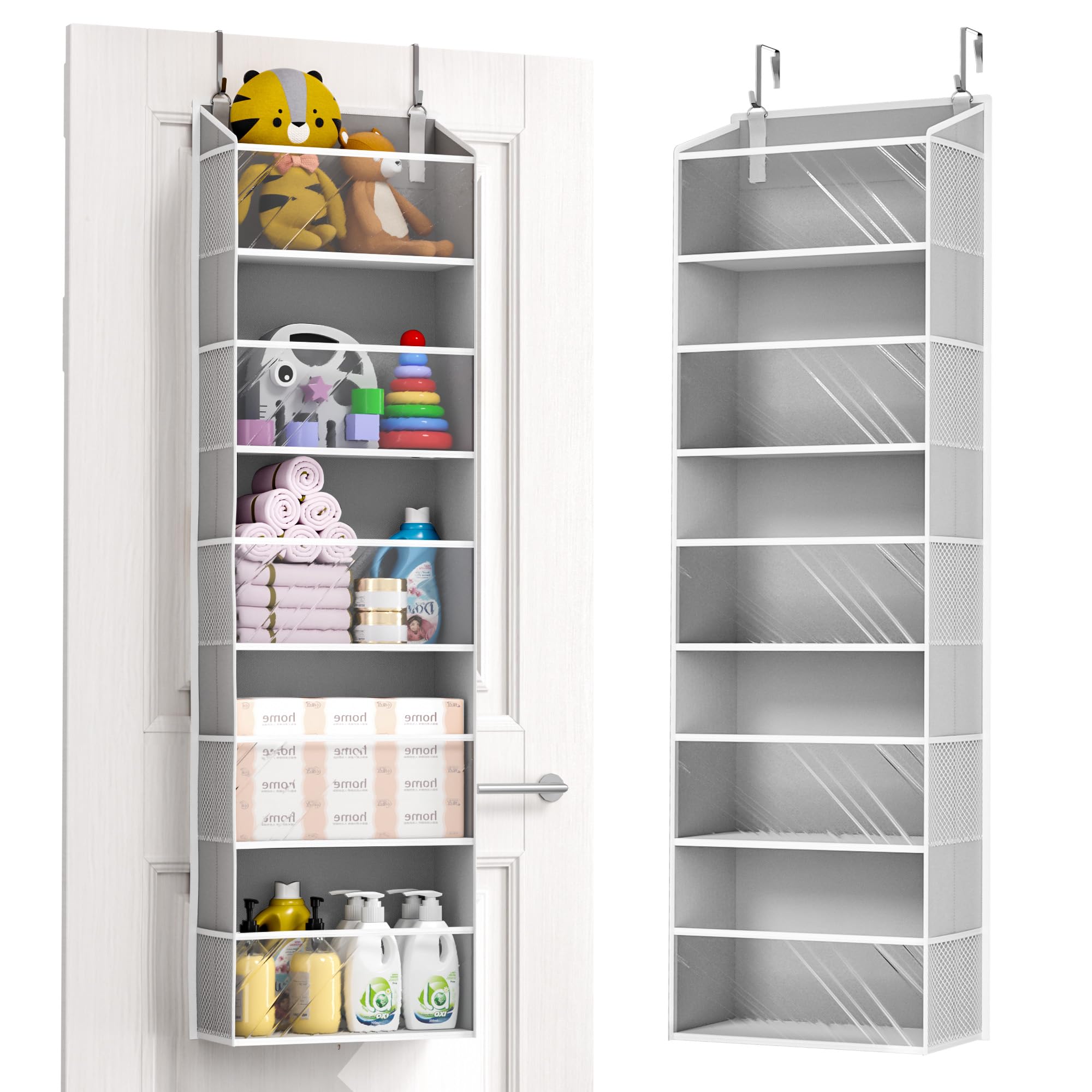 ULG 1-Pack Over Door Organizer with 5 Large Pockets 10 Mesh Side Pockets, 44 lbs Weight Capacity Hanging Storage Organizer with 