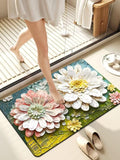 TEKCOOL Bathroom Mat, Door mat, Rubber NonSlip Quick Dry Rugs Fit Under Door Super Absorbent Thin Fashion Washable Oval Floor B